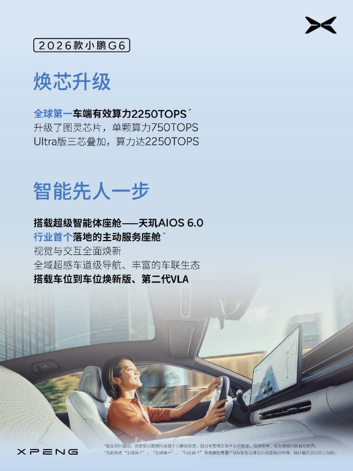 打AI智能越级性价比的中型SUV之选澳门新葡京入口2026款小鹏G6：主(图2)